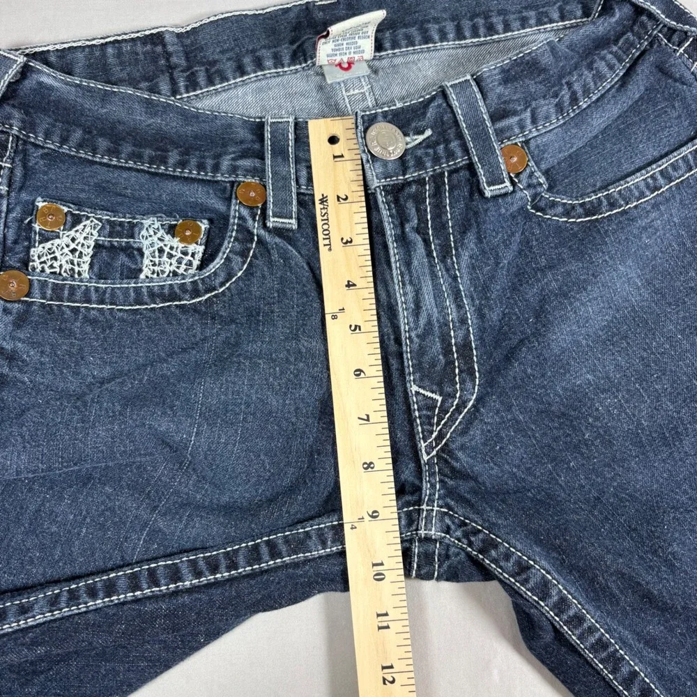 Vintage True Religion Bobby Jeans Mens 33 Made USA Y2K White Horseshoe Stitch